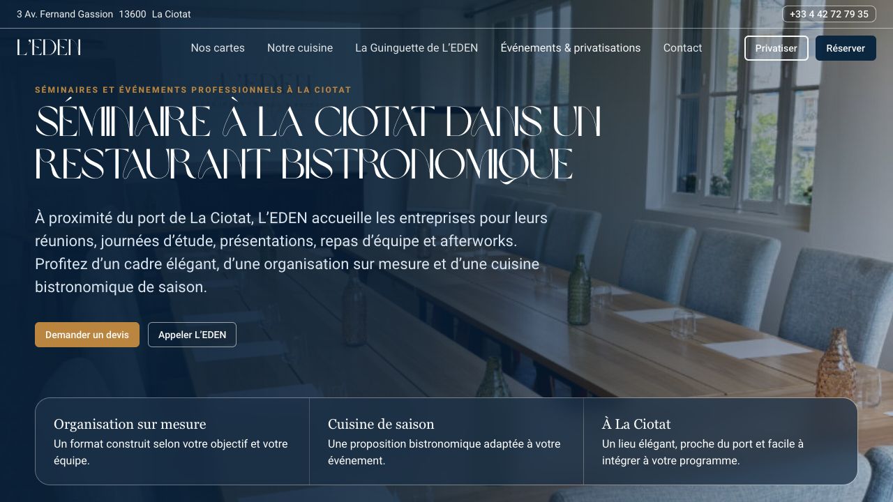 L’Eden Restaurant : Séminaires